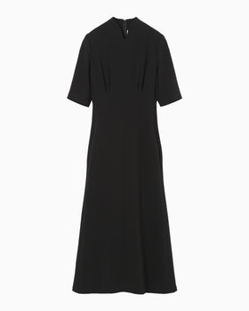 Triacetate Georgette Short Sleeve Dress - black