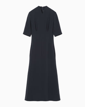 Triacetate Georgette Short Sleeve Dress - navy