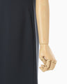 Acetate Polyester Embroidered Buttonholes Sleeveless Dress - navy