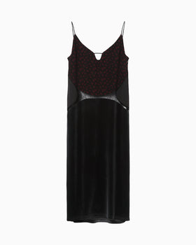 Cupro Triacetate Floral Jacquard Camisole Dress - black × black