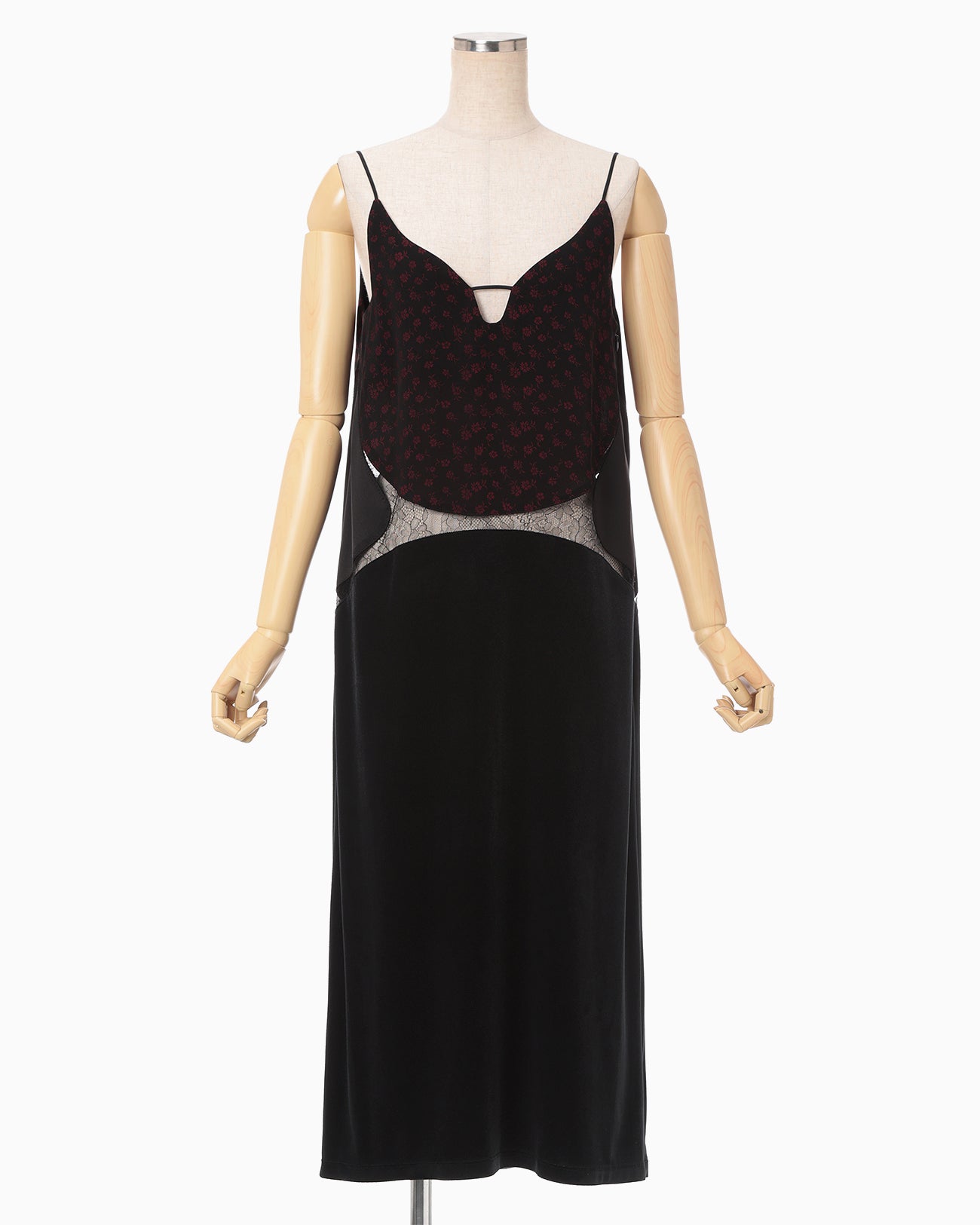 Cupro Triacetate Floral Jacquard Camisole Dress - black × black