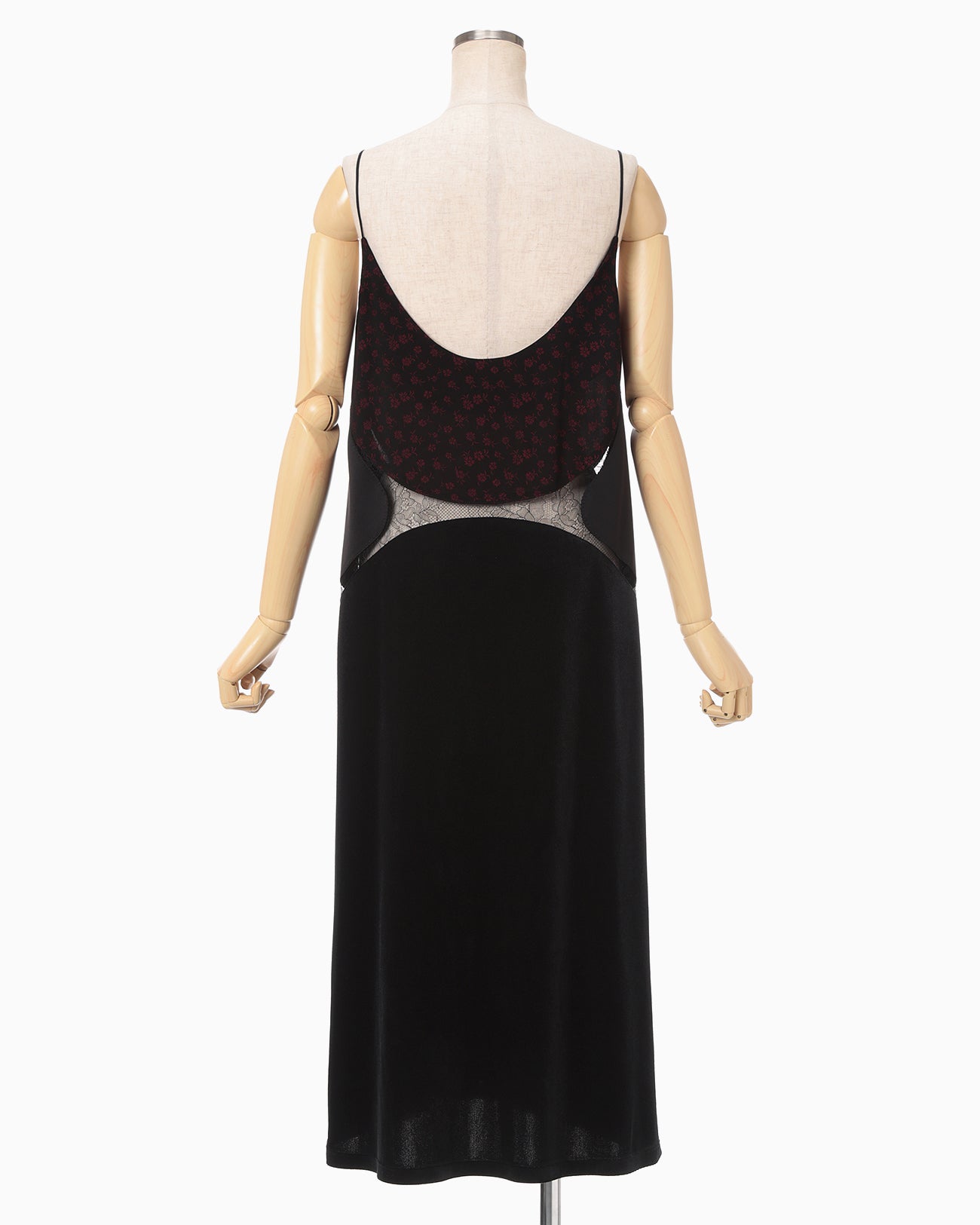 Cupro Triacetate Floral Jacquard Camisole Dress - black × black