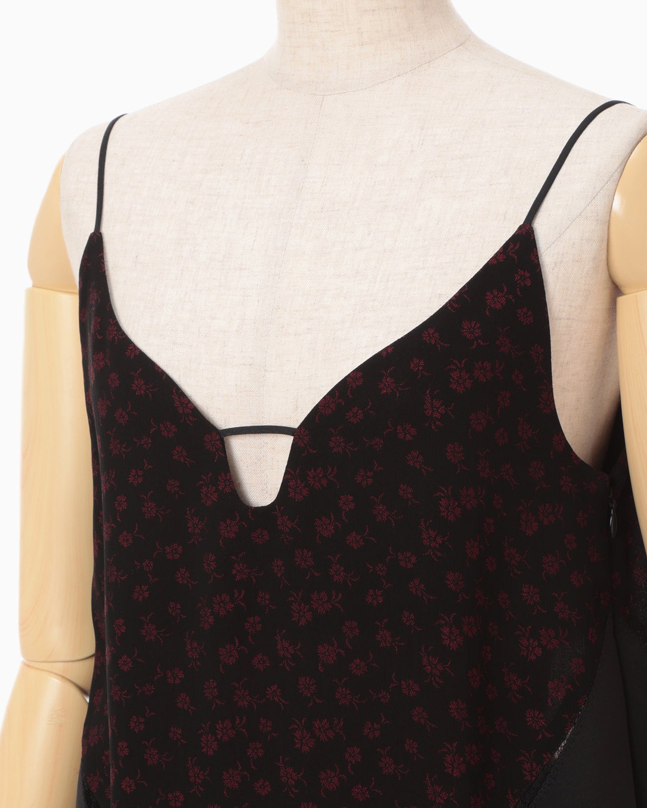 Cupro Triacetate Floral Jacquard Camisole Dress - black × black