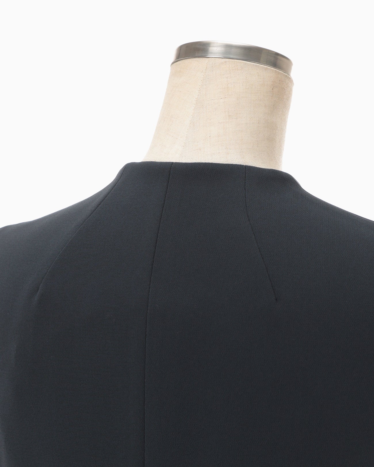 Acetate Polyester Embroidered Buttonholes Sleeveless Dress - navy