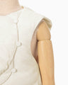 Floral Jacquard Rounded Down Vest - ecru