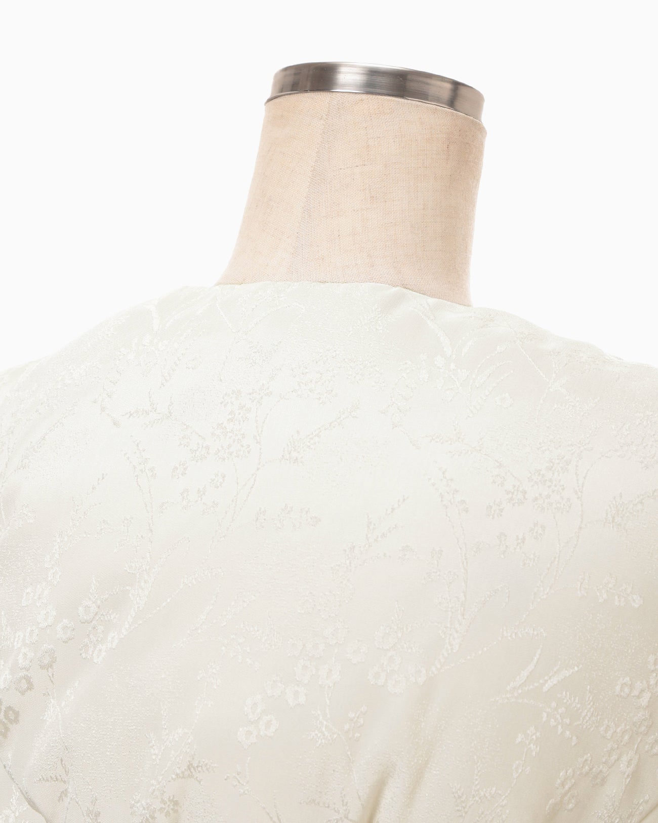 Floral Jacquard Rounded Down Vest - ecru