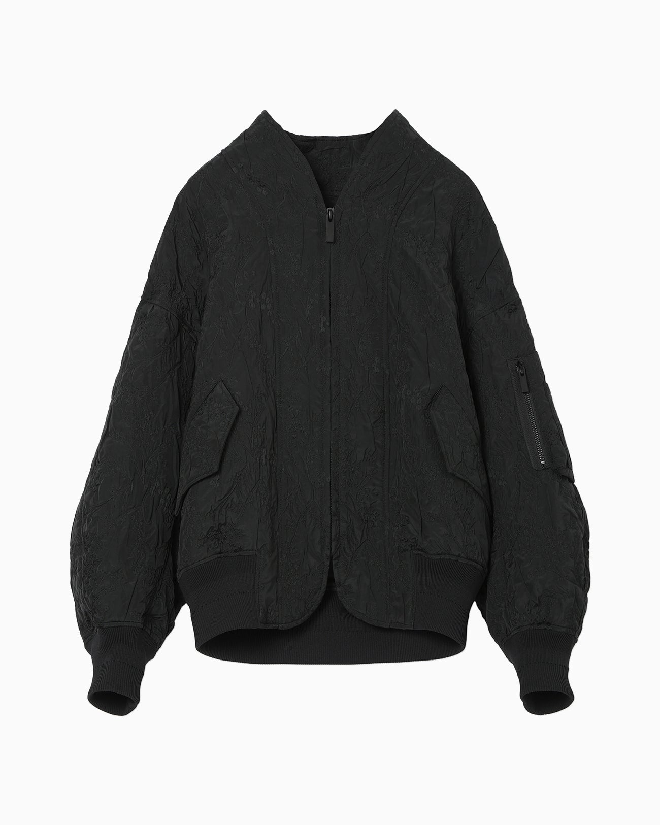 Floral Jacquard Triple Cloth Jacket - black