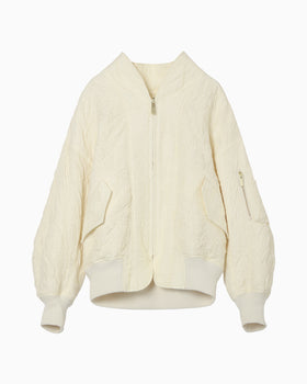 Floral Jacquard Triple Cloth Jacket - ecru