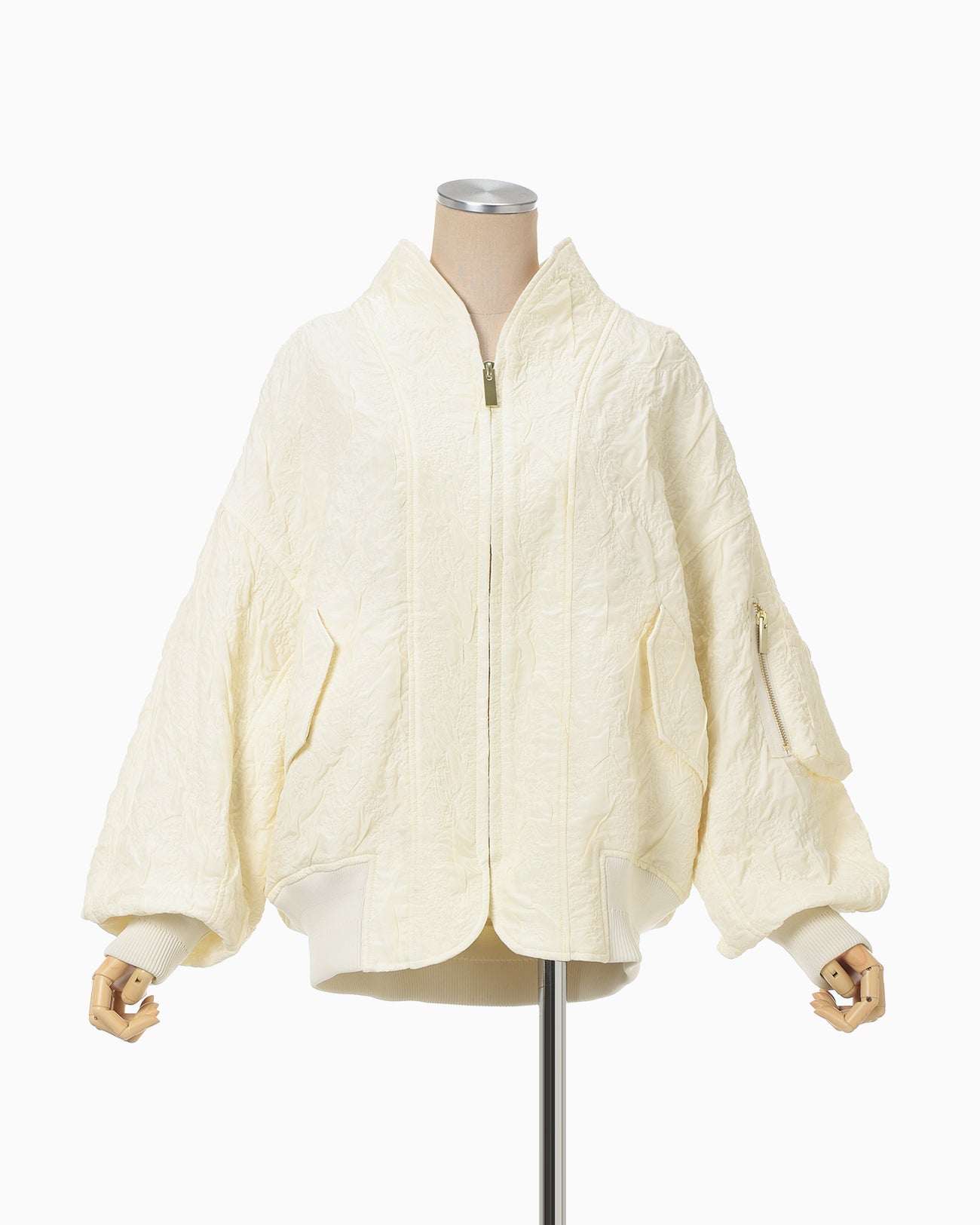 Floral Jacquard Triple Cloth Jacket - ecru