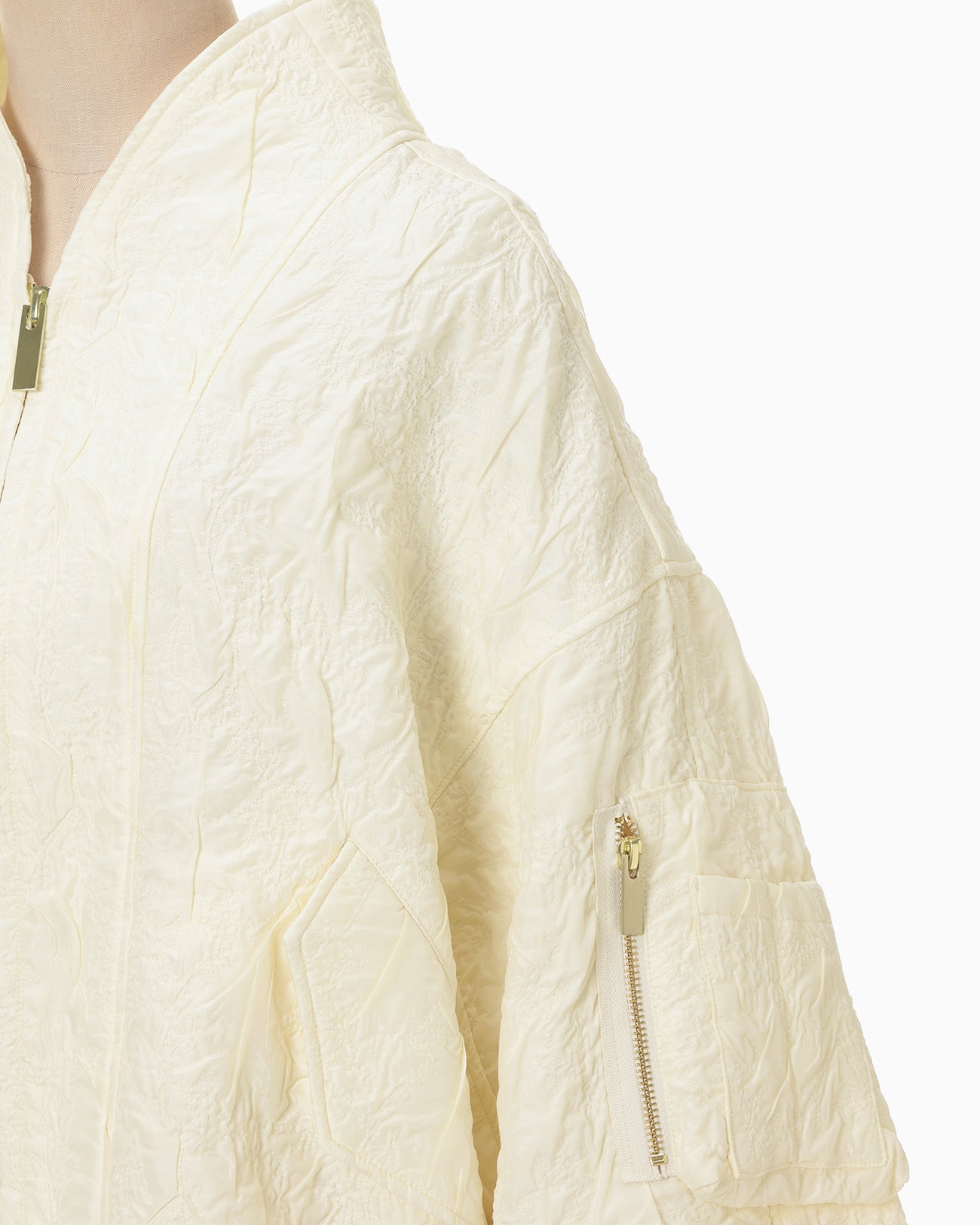 Floral Jacquard Triple Cloth Jacket - ecru