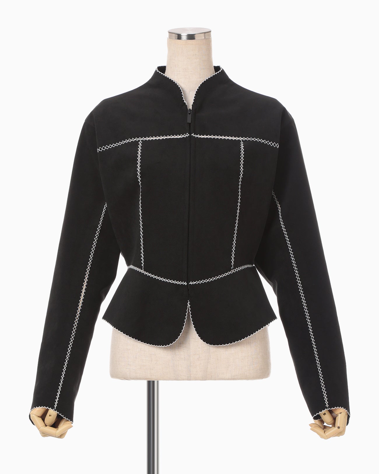 Synthetic Leather Fancy Ftitch Jacket - black