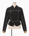 Synthetic Leather Fancy Ftitch Jacket - black