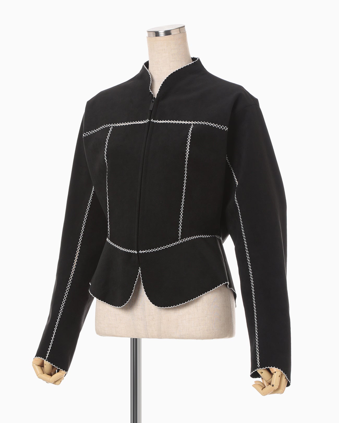 Synthetic Leather Fancy Ftitch Jacket - black