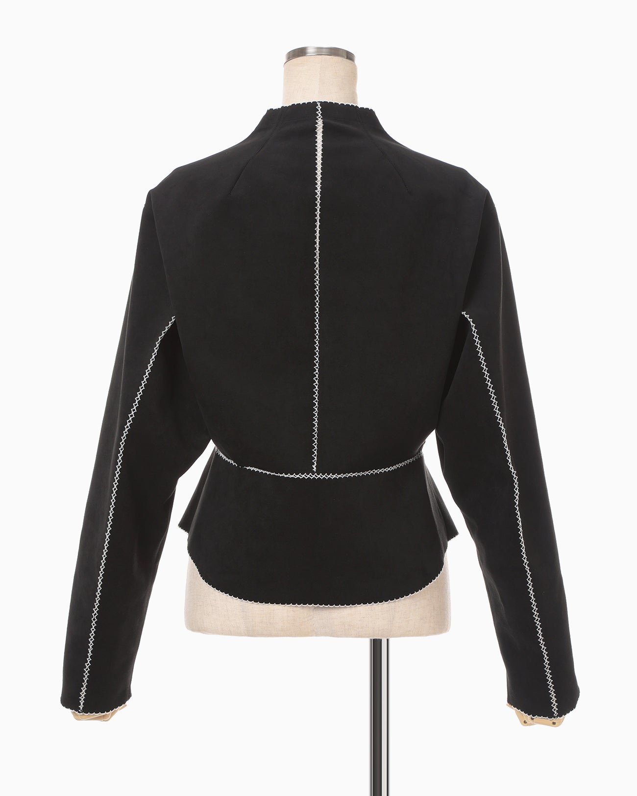 Synthetic Leather Fancy Ftitch Jacket - black