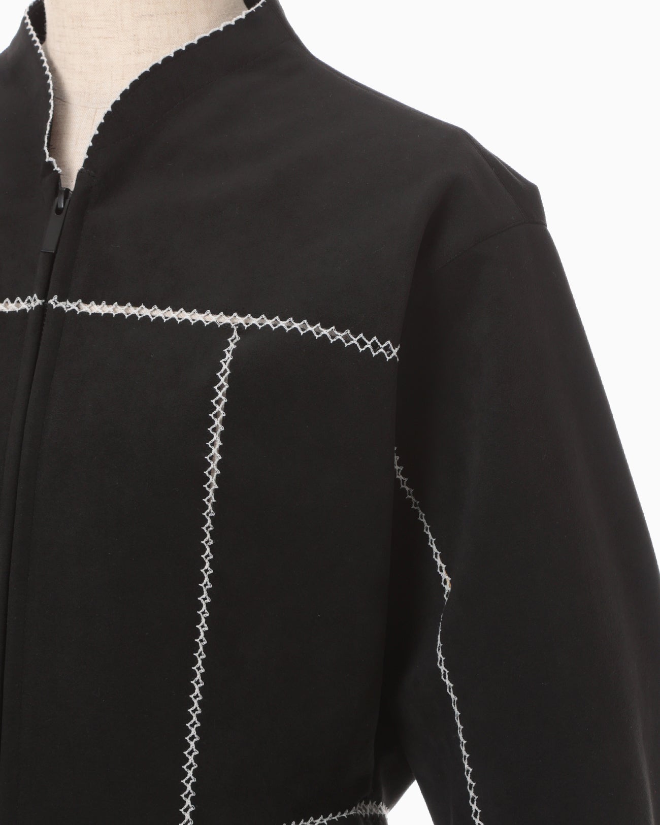 Synthetic Leather Fancy Ftitch Jacket - black