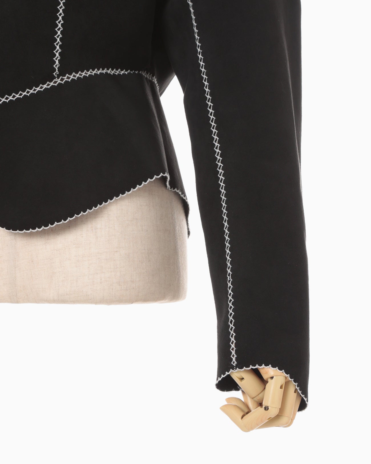 Synthetic Leather Fancy Ftitch Jacket - black