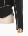 Synthetic Leather Fancy Ftitch Jacket - black