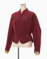 Synthetic Leather Fancy Ftitch Jacket - bordeaux
