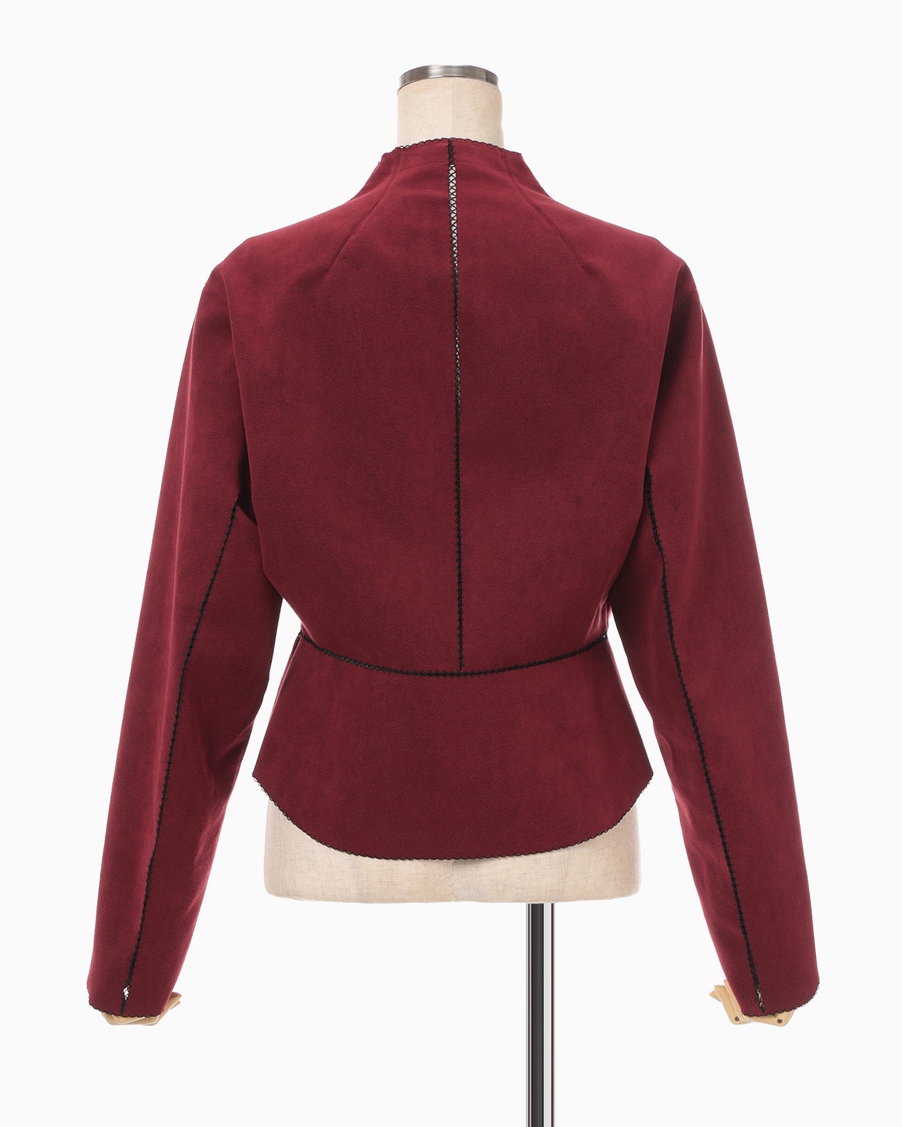Synthetic Leather Fancy Ftitch Jacket - bordeaux