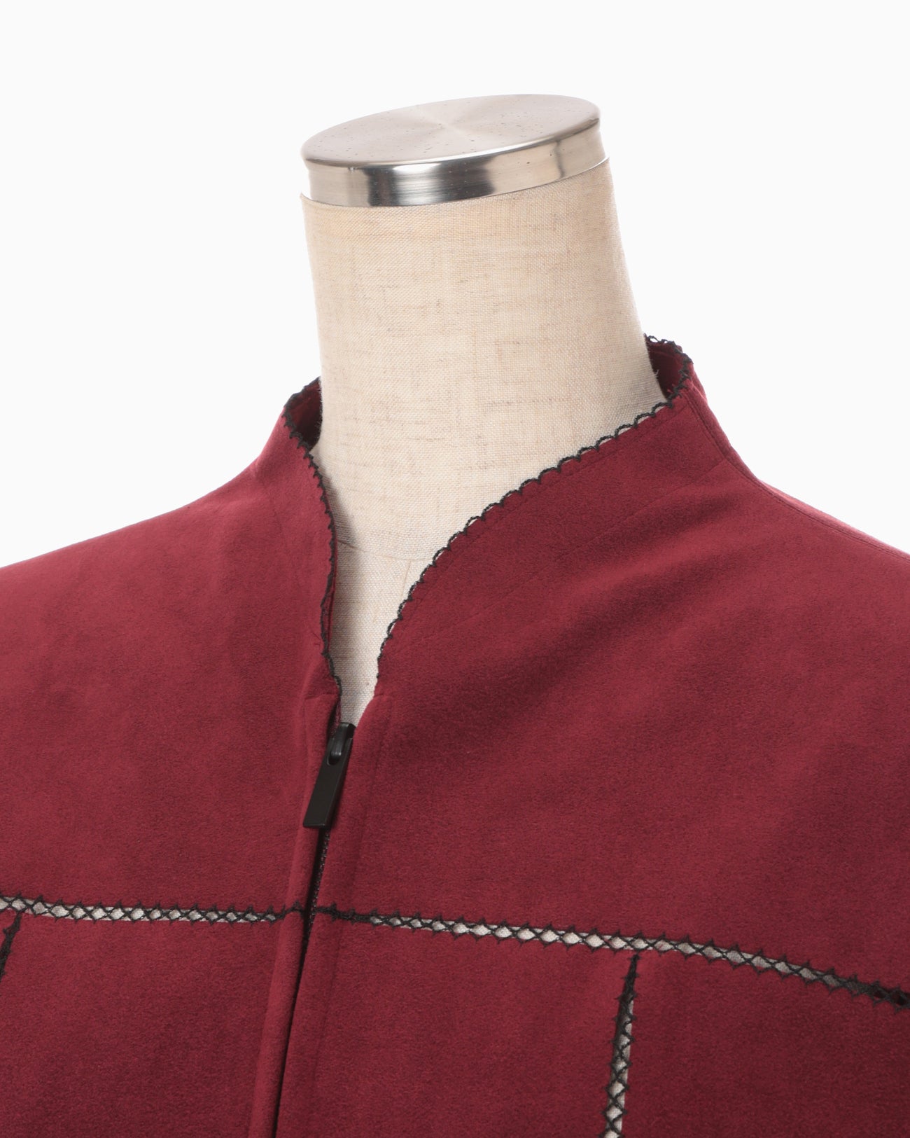 Synthetic Leather Fancy Ftitch Jacket - bordeaux