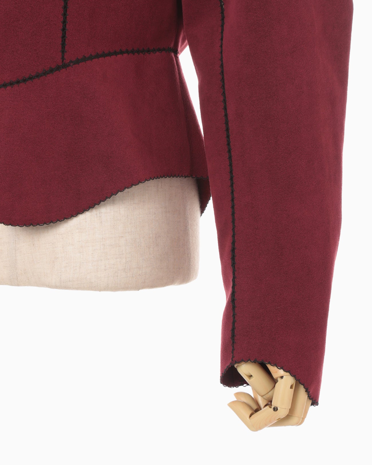 Synthetic Leather Fancy Ftitch Jacket - bordeaux