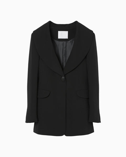 Wool Venetian Shawl Collar Jacket - black