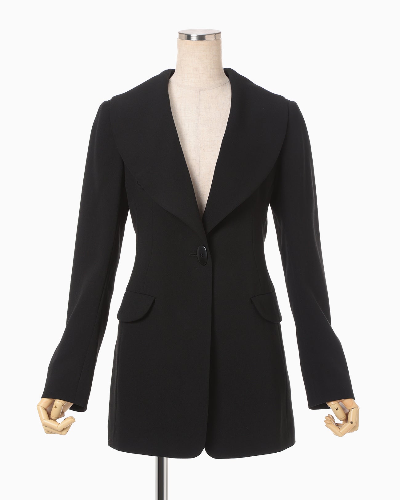 Wool Venetian Shawl Collar Jacket - black