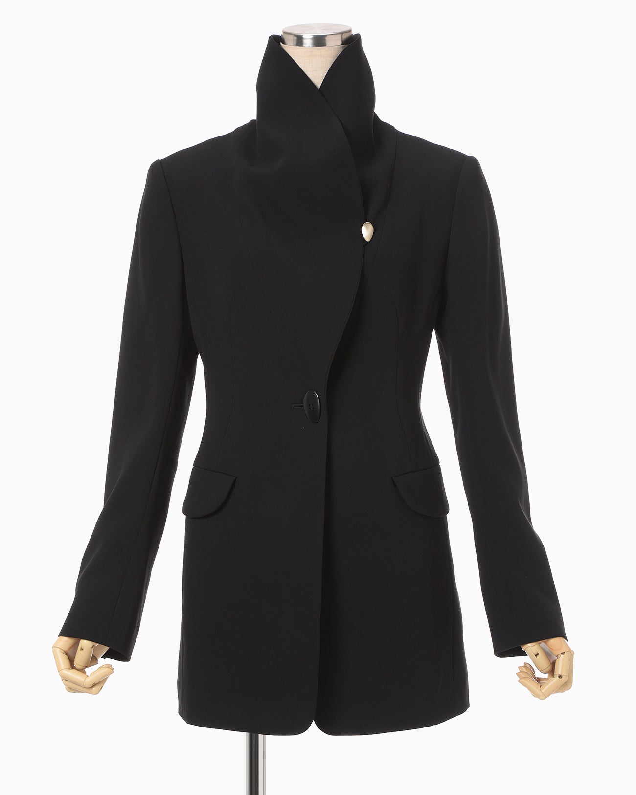 Wool Venetian Shawl Collar Jacket - black - Mame Kurogouchi