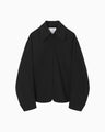 Wool Venetian Embroidery Collar Jacket - black