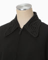 Wool Venetian Embroidery Collar Jacket - black