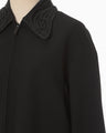 Wool Venetian Embroidery Collar Jacket - black