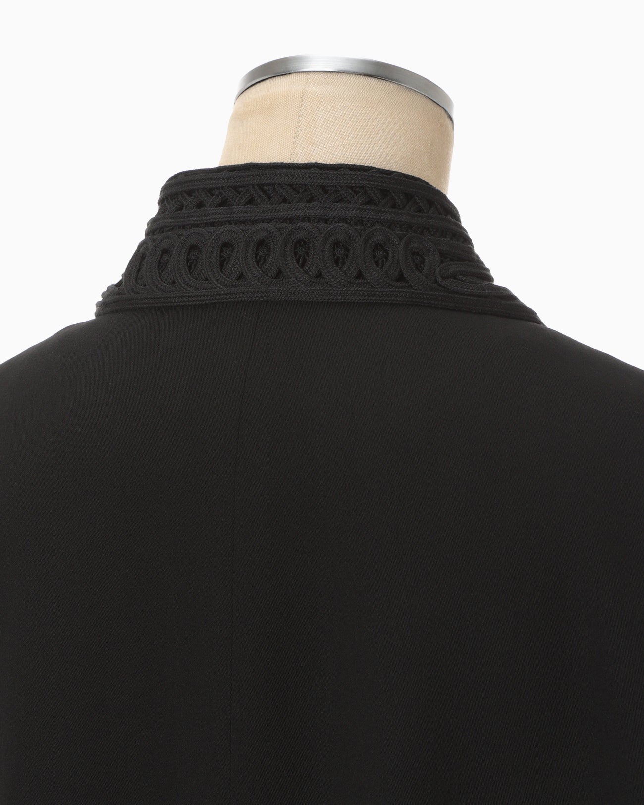 Wool Venetian Embroidery Collar Jacket - black