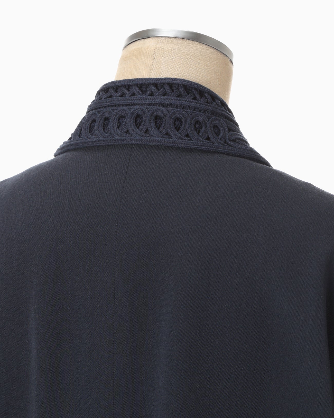 Wool Venetian Embroidery Collar Jacket - navy