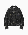 Nature Pattern Jacquard Short Denim Jacket - black