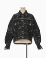 Nature Pattern Jacquard Short Denim Jacket - black