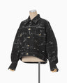 Nature Pattern Jacquard Short Denim Jacket - black