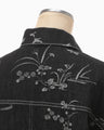 Nature Pattern Jacquard Short Denim Jacket - black