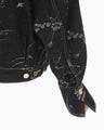 Nature Pattern Jacquard Short Denim Jacket - black