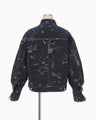 Nature Pattern Jacquard Short Denim Jacket - blue