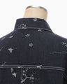 Nature Pattern Jacquard Short Denim Jacket - blue