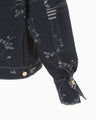 Nature Pattern Jacquard Short Denim Jacket - blue