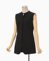 Acetate Polyester Embroidered Buttonholes Vest - black