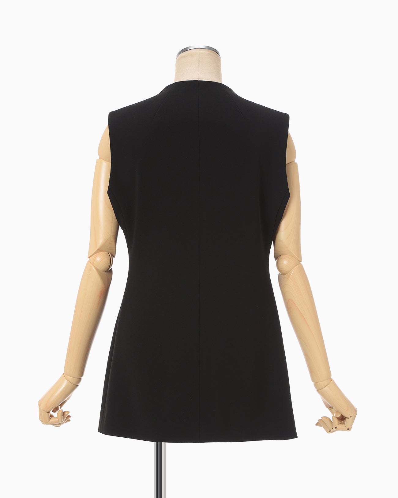 Acetate Polyester Embroidered Buttonholes Vest - black - Mame