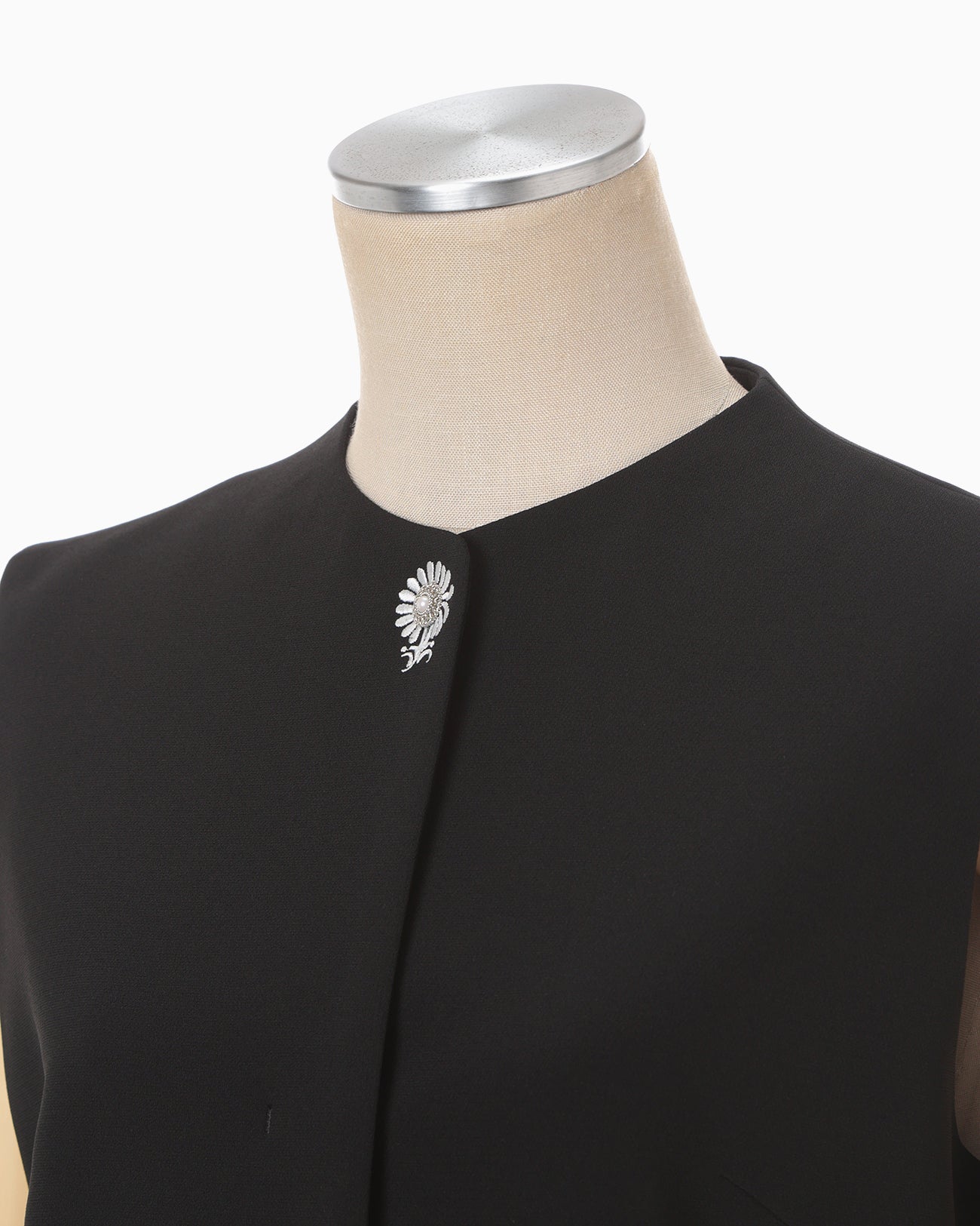 Acetate Polyester Embroidered Buttonholes Vest - black - Mame