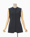 Acetate Polyester Embroidered Buttonholes Vest - navy