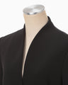 Acetate Polyester Collarless Double Breasted Suit Jacket - black