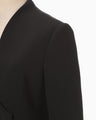 Acetate Polyester Collarless Double Breasted Suit Jacket - black