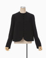 Acetate Polyester Collarless Short Jacket - black