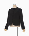 Acetate Polyester Collarless Short Jacket - black