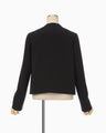 Acetate Polyester Collarless Short Jacket - black